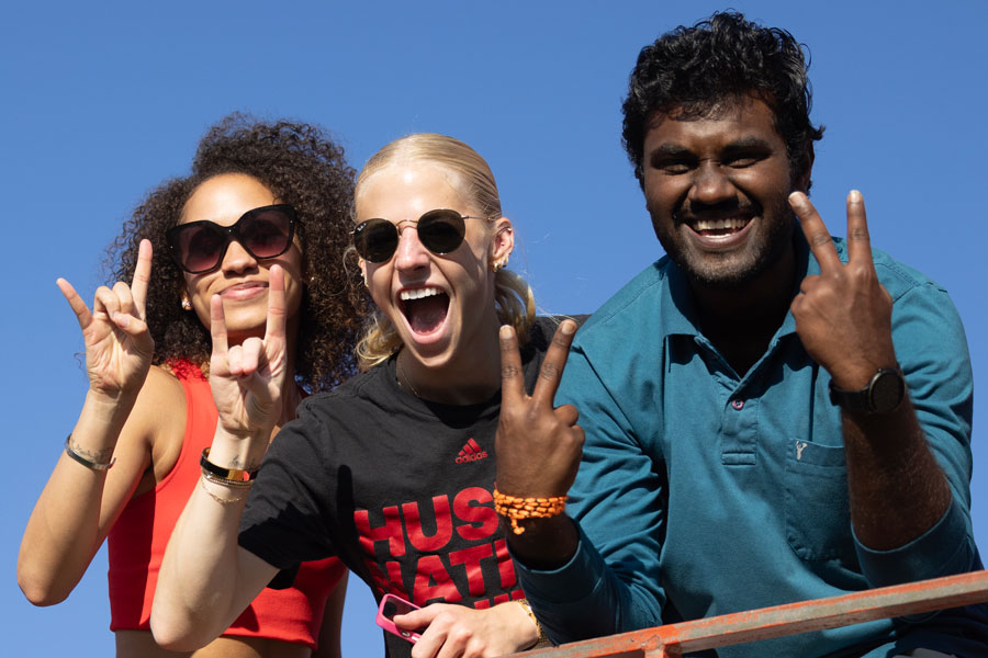 Students Cheering at Football game